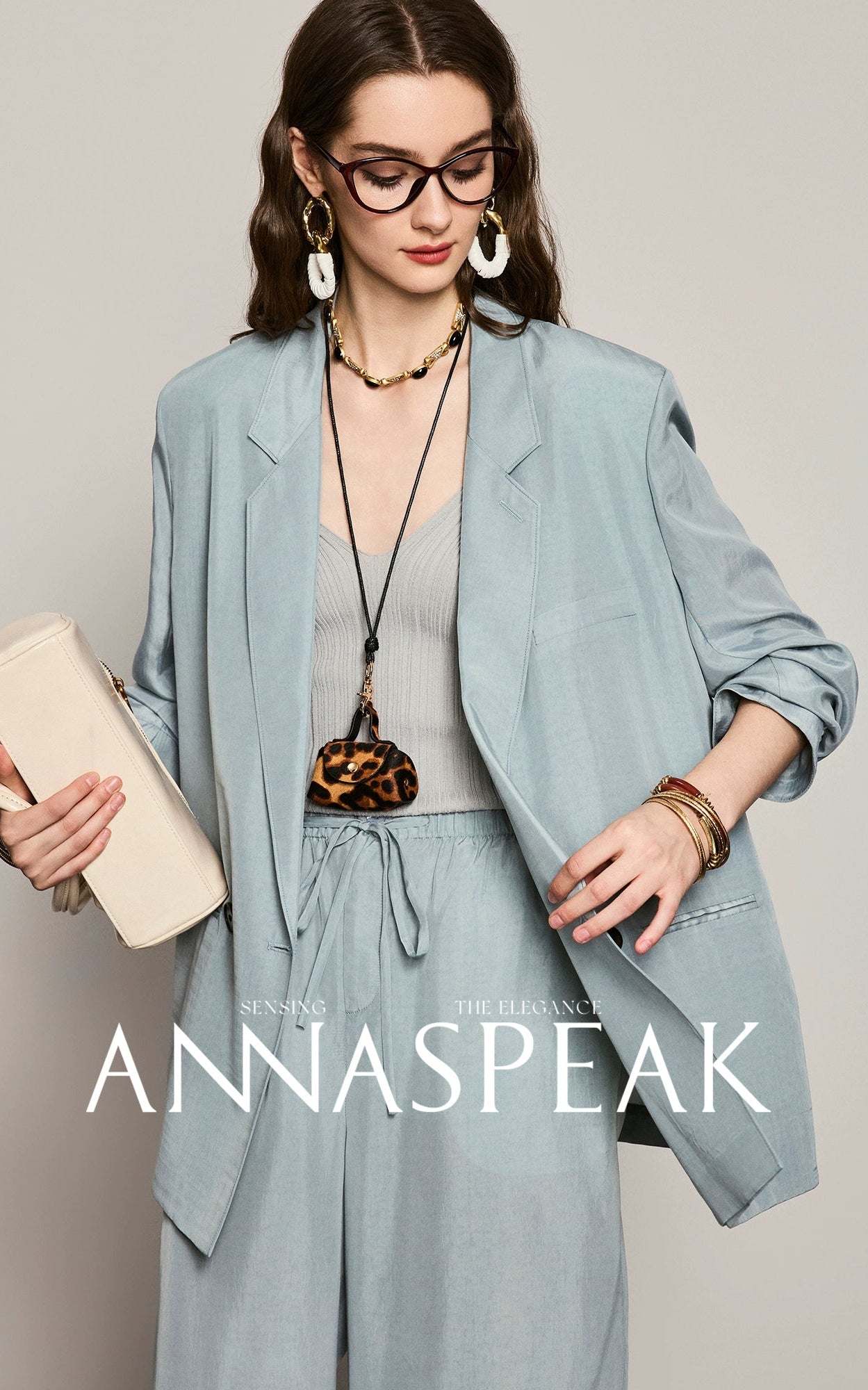 ANNASPEAK silk old money style suit set-NONY.