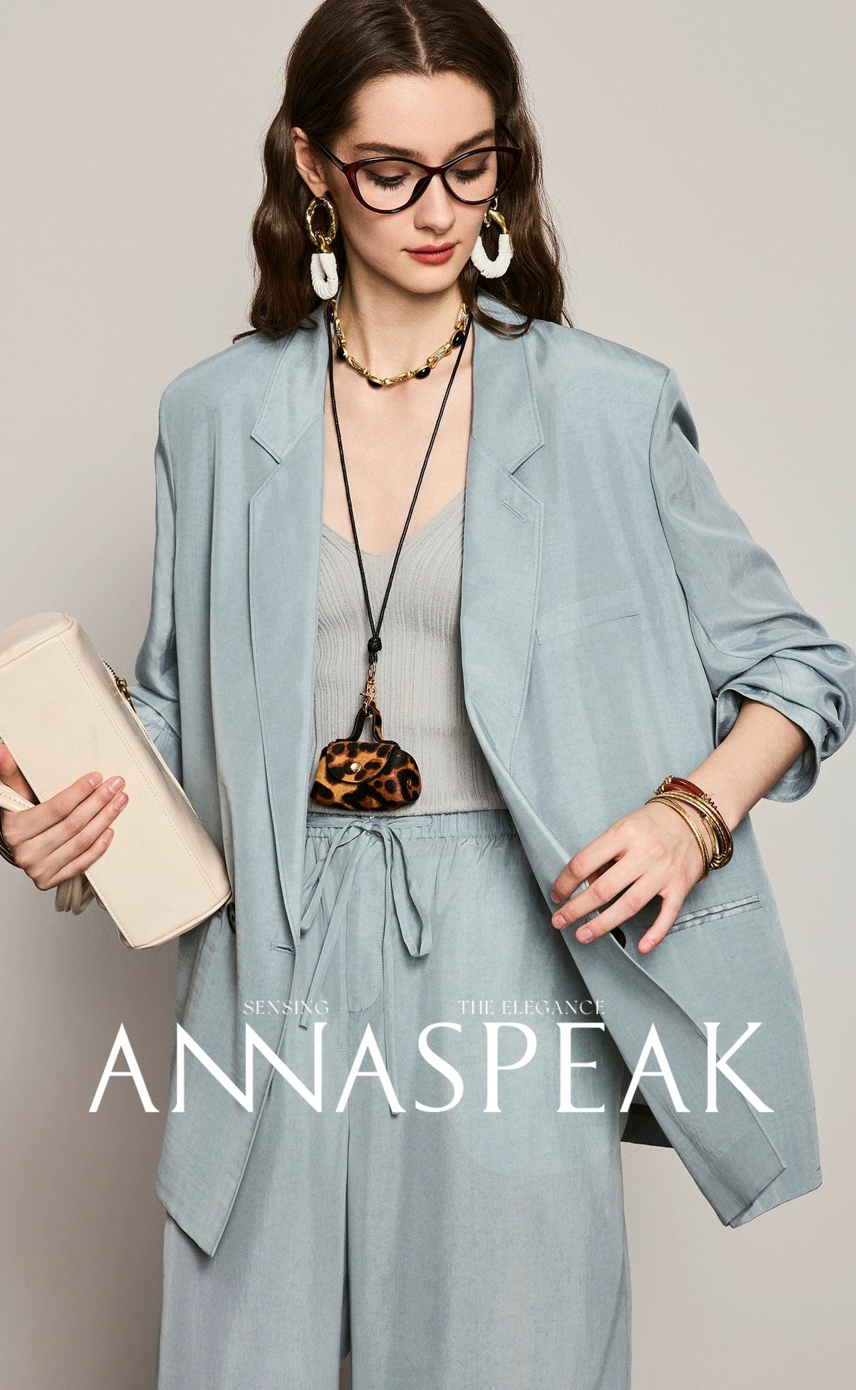 ANNASPEAK silk old money style suit set-NONY.