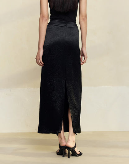 HECO 100% acetate rose embroidery texture black white skirt women - lifted.