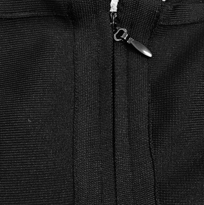 DOLLY Elegant White/Black V-Neck Mesh Long Puff Sleeve Slim Fit Dress-HAN