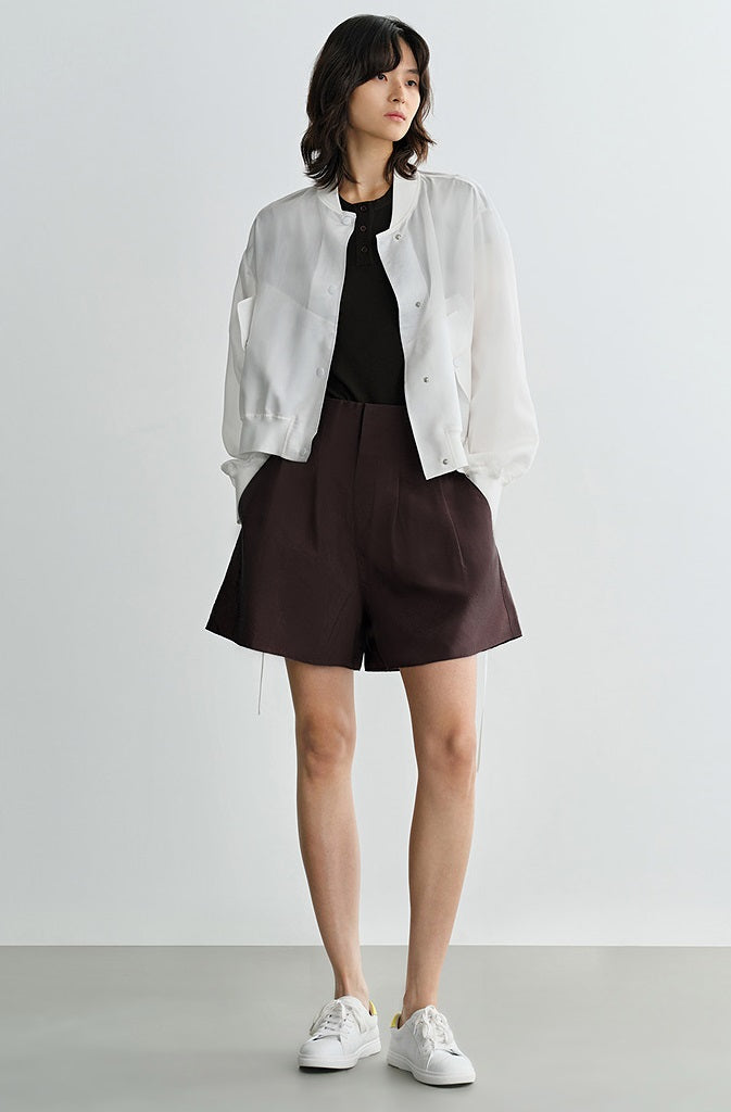 COMME MOI  summer brown high-waisted shorts - CHLOE.