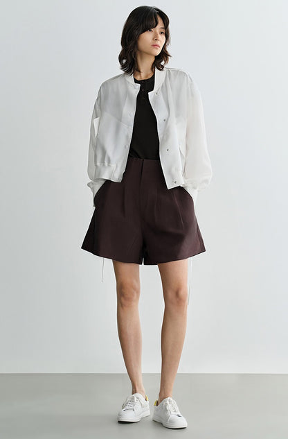 COMME MOI  summer brown high-waisted shorts - CHLOE.