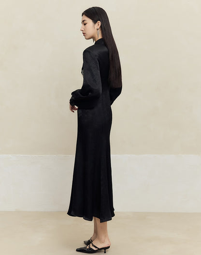 HECO 100% Acetate embroidered Stand-Up Collar black white Jacket Dress Women - king.