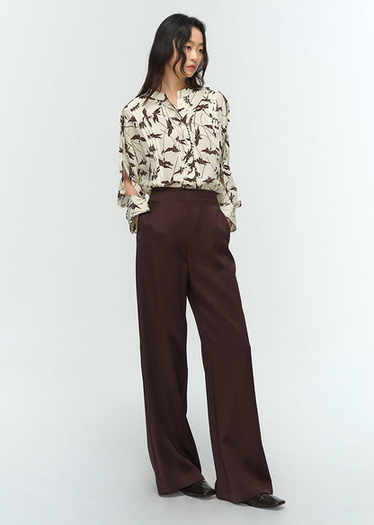COMME MOI Lu Yan Designer's new women's printed mulberry silk stand-up collar long-sleeved shirt - DESTINY.