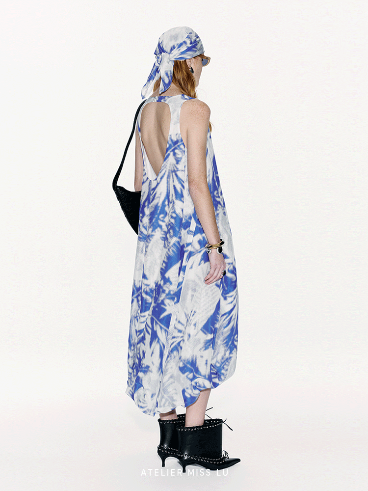 ATELIER MISS LU  Silk and Linen-blend Backless Bud Dress - TYLER