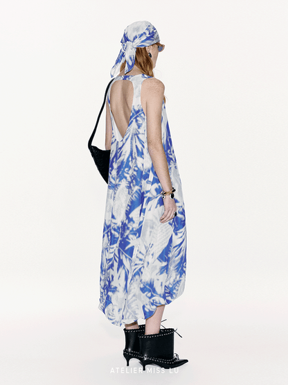 ATELIER MISS LU  Silk and Linen-blend Backless Bud Dress - TYLER