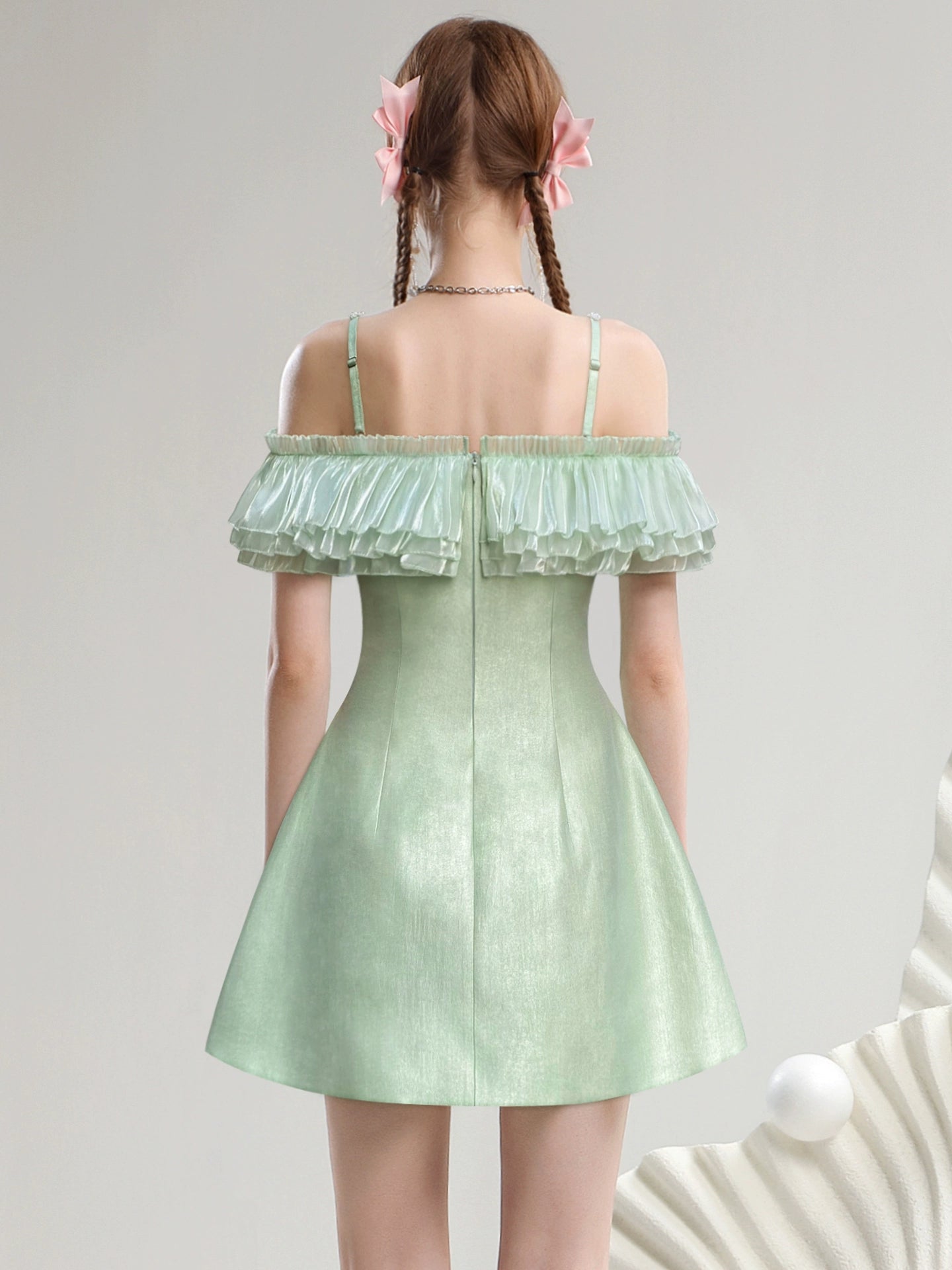 CHECOCRE Stubble French temperament elegant celebrity one-shoulder suspender dress - PIKO.