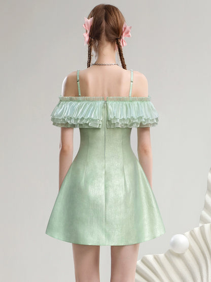 CHECOCRE Stubble French temperament elegant celebrity one-shoulder suspender dress - PIKO.