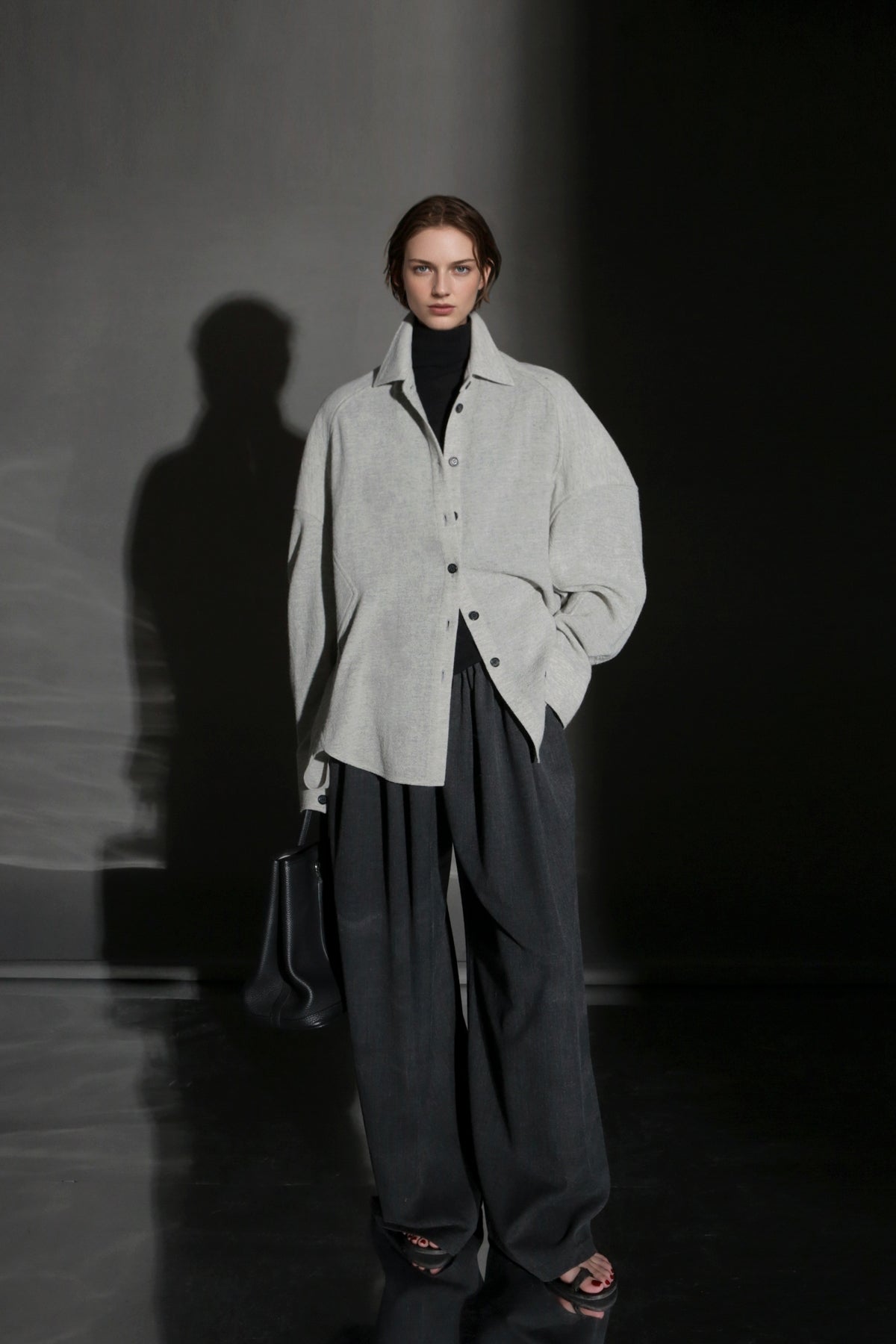 PIAOIN Luxury Old Money Style Wool Shirt Women's Single Breasted Shirt-FERA