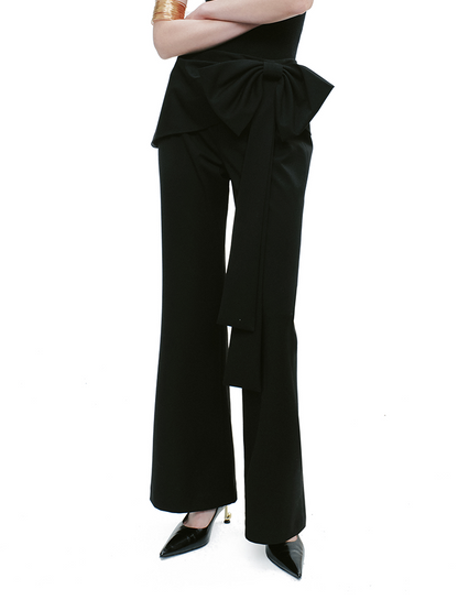 YES BY YESIR bow-tied waist casual pants - POWER.