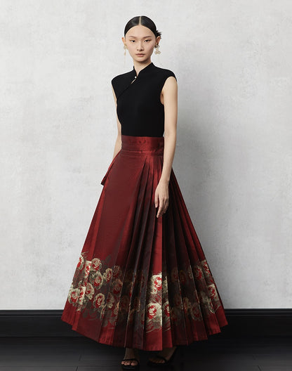 HECO Summer High Waist  Pleated Woven Gold Horse Face Skirt Woman - vaca.