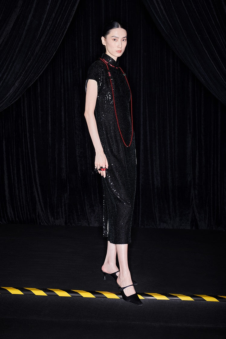 M essential Ma Kai designer Jing Ye embroidered cloth slim cheongsam Dress- BASIC.