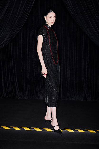 M essential Ma Kai designer Jing Ye embroidered cloth slim cheongsam Dress- BASIC.