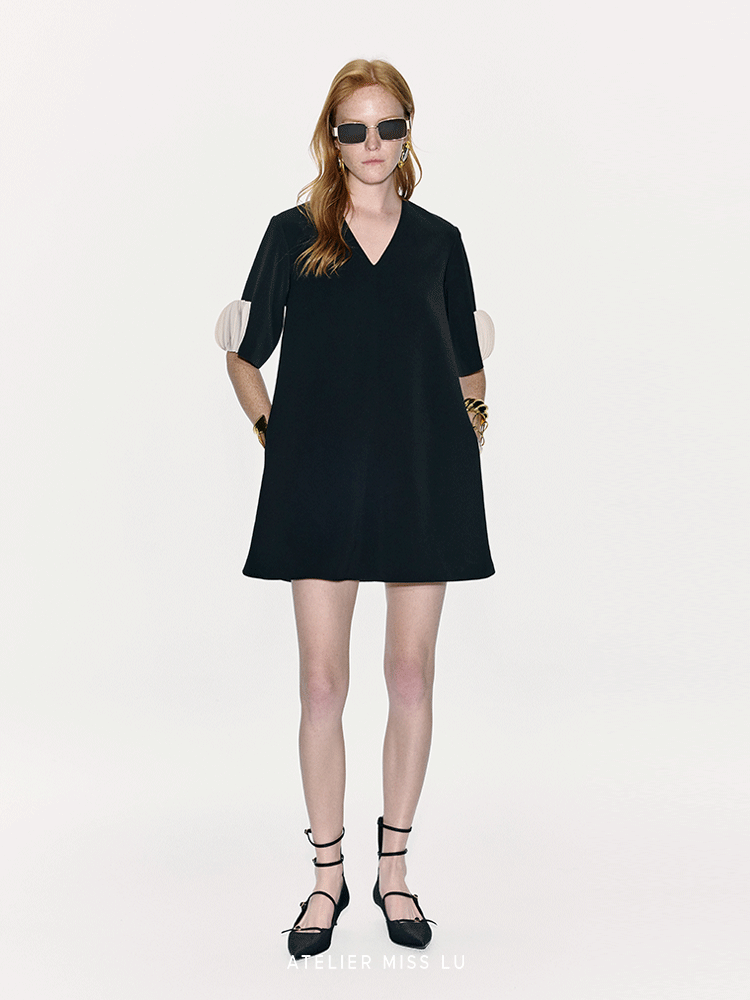 ATELIER MISS LU Cascading Disc Panel A-line Dress - GUIDE