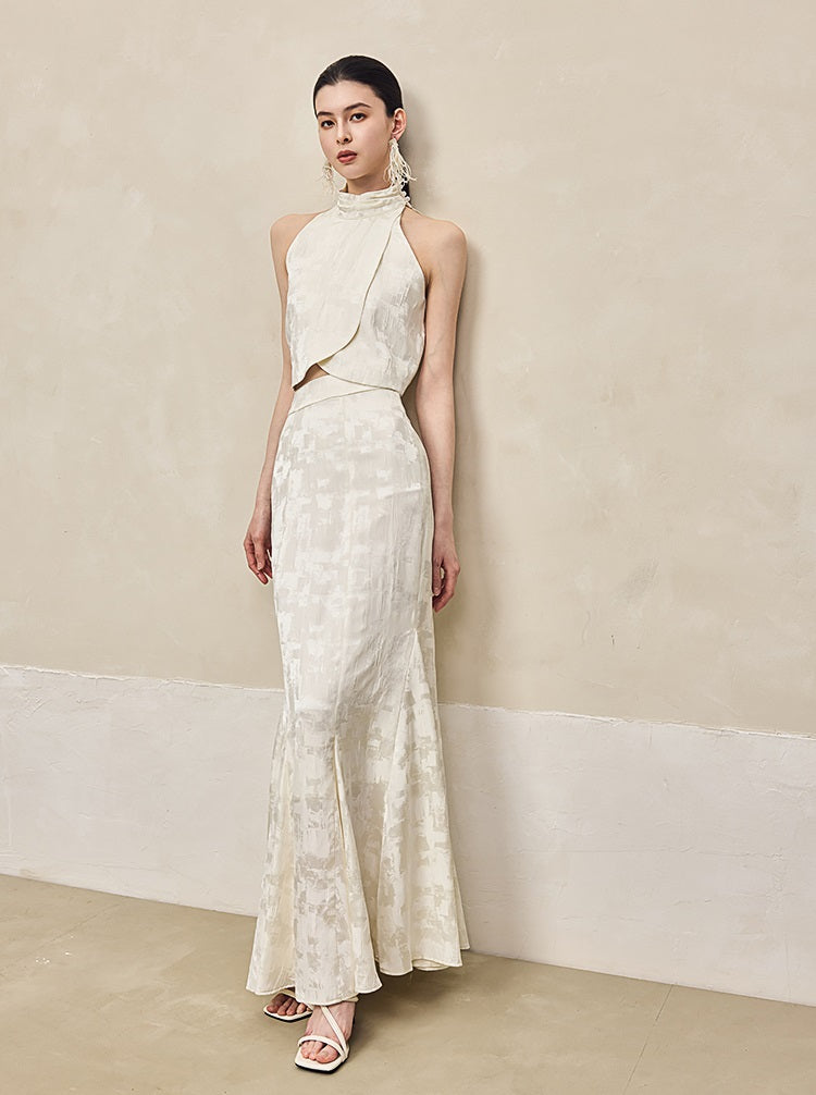 HECO Jacquard Cross Slit Pile Collar Red White Purple Crop Top Women - WORSHIP.