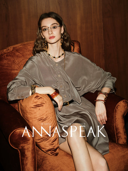 ANNASPEAK  ruffled  silk shirt-MAZO.