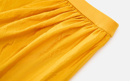 ZHUCHONGYUN yellow asymmetrical pleats slim skirt-CUD.