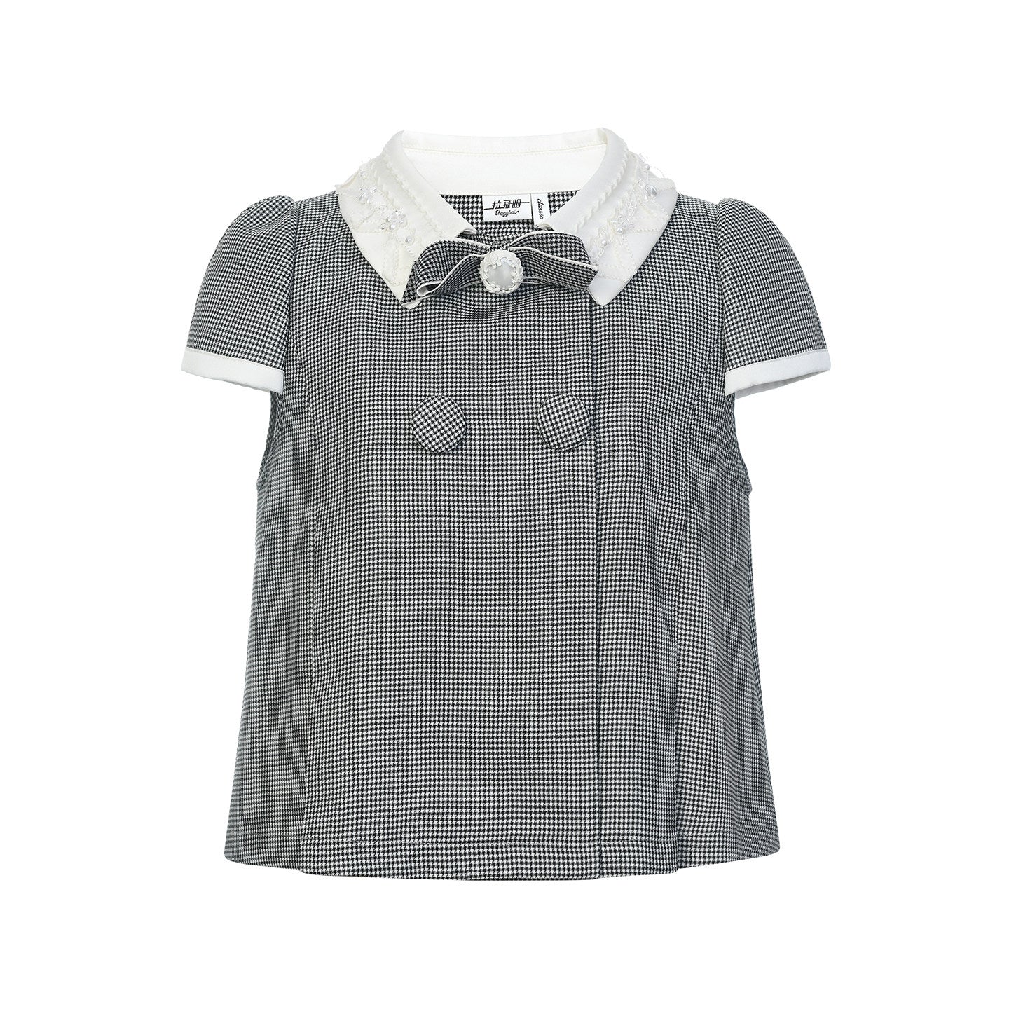 FAME bow houndstooth top - LILY