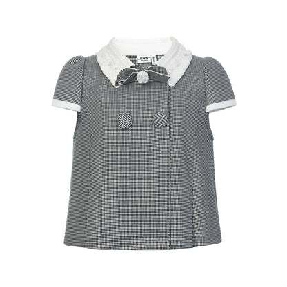 FAME bow houndstooth top - LILY
