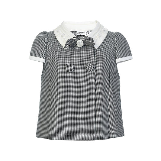 FAME bow houndstooth top - LILY