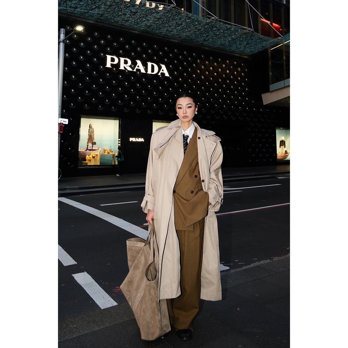 MEI SANGUAN khaki design loose trench long coat - ARAGON