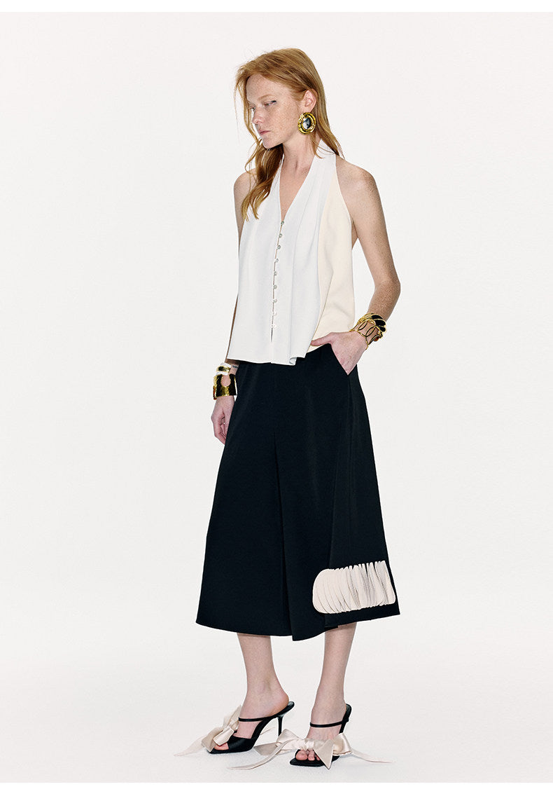 ATELIER MISS LU  color-block design backless halterneck A-line vest top - ENERGY