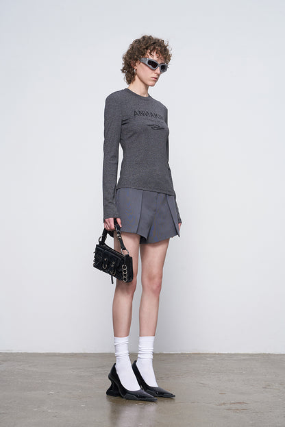 ANNAKIKI Autumn Niche Combination Logo Print Long Sleeve T-Shirt-DAICHI