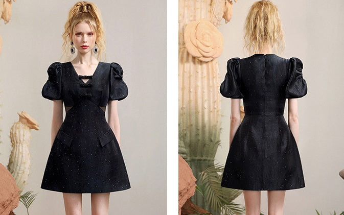 CHECOCRE Stubble customer design sense V-neck dress - FRACT.