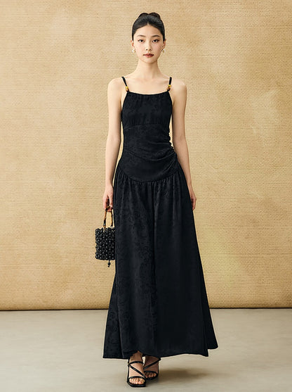 HECO Chinese Jacquard Halterneck Slip Dress  - KNO .