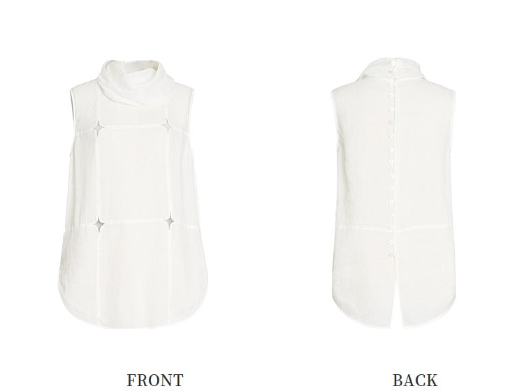 ZHUCHONGYUN new loose turtleneck paneled cut-out sleeveless top--RAMIE.