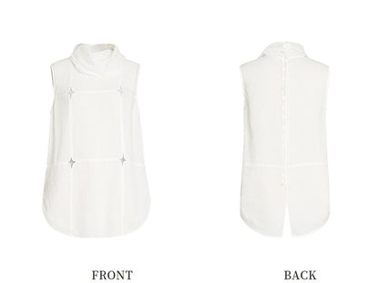 ZHUCHONGYUN new loose turtleneck paneled cut-out sleeveless top--RAMIE.