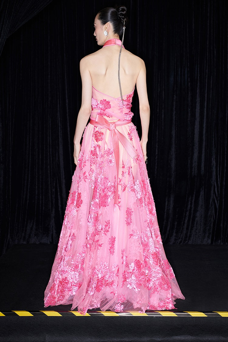 M essential Ma Kai designer falling flower embroidery nail bead lace-up top - PACK.