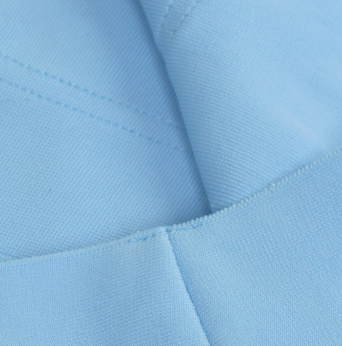 DOLLY Elegant Blue Deep V-Neck Sleeveless Knitted Body Hug Party Dress-KAREN