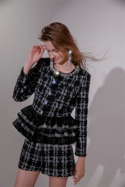 Wardrobes by Chen High End Black and White Checkered Top/Shorts-Herah