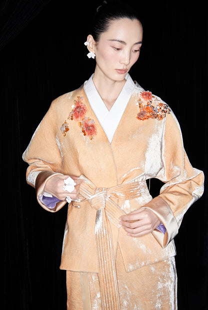 M essential Mackay designer Rulang velvet dahlia Thai lion goldfish nail bead coat - CHIN.