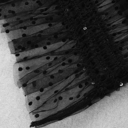 DOLLY Elegant French Style Square Collar Off Shoulder Bell Sleeve Dress-CECILLIA