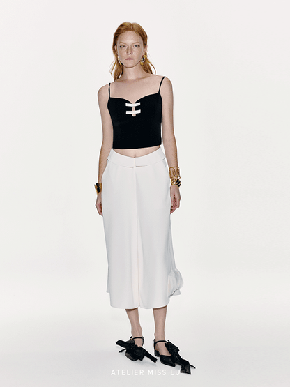 ATELIER MISS LU Spring And Summer Contrast Line Ribbon Top - NOBLE.