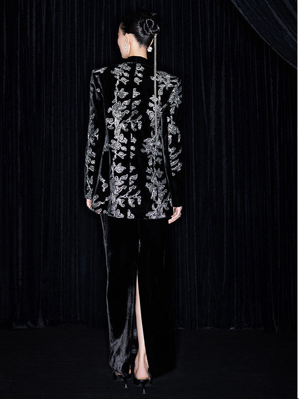 M essential Mackay designer iron orchid embroidered suit - Selima