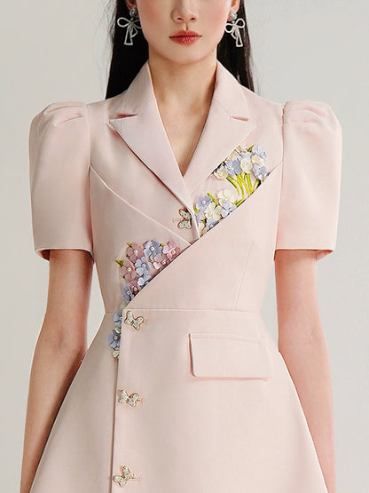 CHECOCRE Stunning Stubble Temperament Commuter Pink Suit Dress - ESSENTIAL