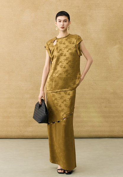 HECO Chinese Acetate Fugui Buckle Short Sleeve T-Shirt - CLOVE.