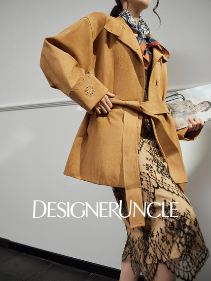 DGU "Vine Sand" coffee color short jacket new commuter versatile loose slimming retro top - Morgan.