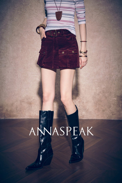 ANNASPEAK long-legged  long-staple  corduroy cargo jeans.