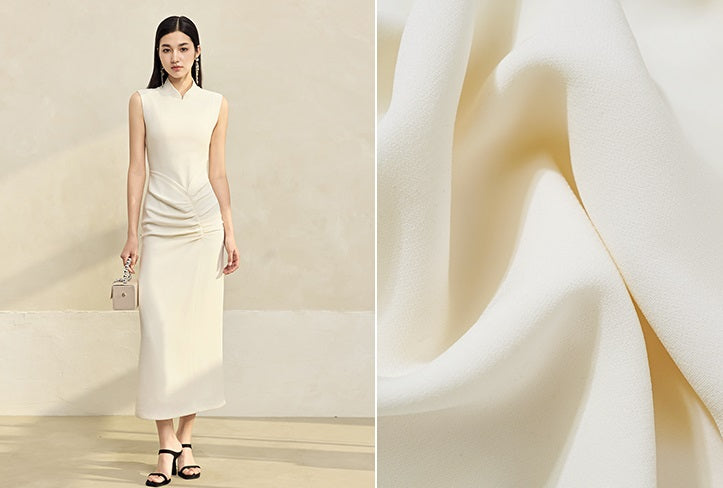 HECO Acetate Waist Black White Pleated Slim Dress Women - EARTH.