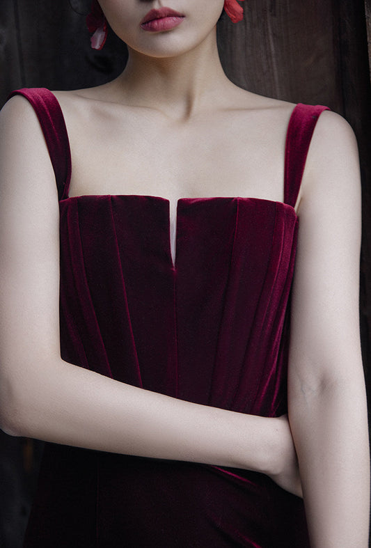 GOUDIN Evening Vintage Velvet Dress-XAVIER.