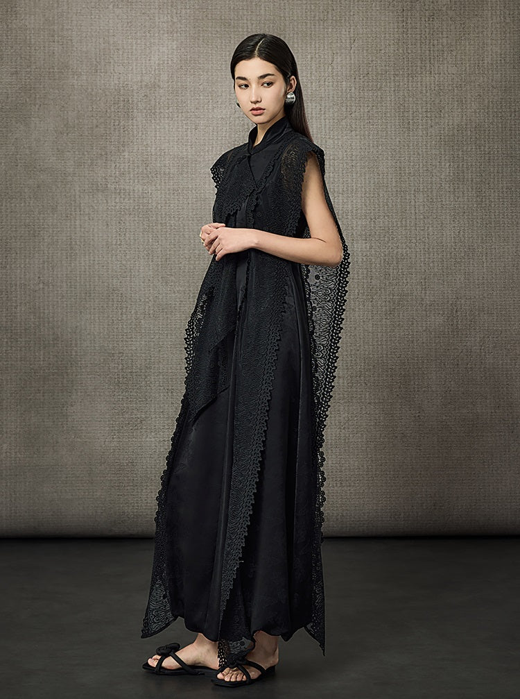 HECO Midi Stand Collar Ruffle Dress - FAIL.