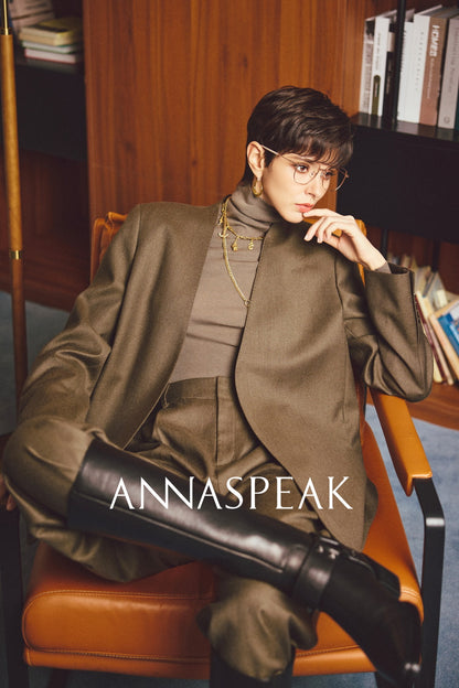 ANNASPEAK Worsted Wool Flannel Suit Vest Pants Set-OSAR.