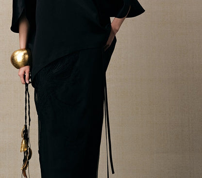 ZHUCHONGYUN black half sleeved crew neck top-CUB.