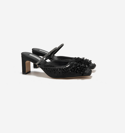 SHOESZOOO women's leather French half shoe high heels - MADE.