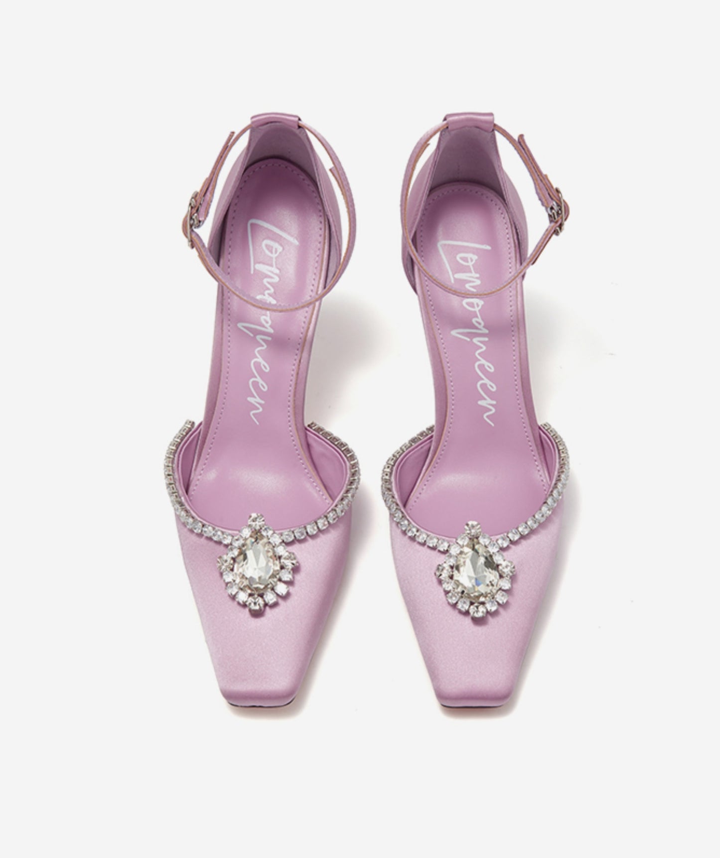 SHOESZOOO French Ankle Strap Stiletto Square Toe Crystal High Heels - MYSELF.