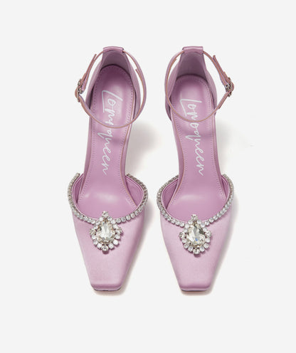 SHOESZOOO French Ankle Strap Stiletto Square Toe Crystal High Heels - MYSELF.
